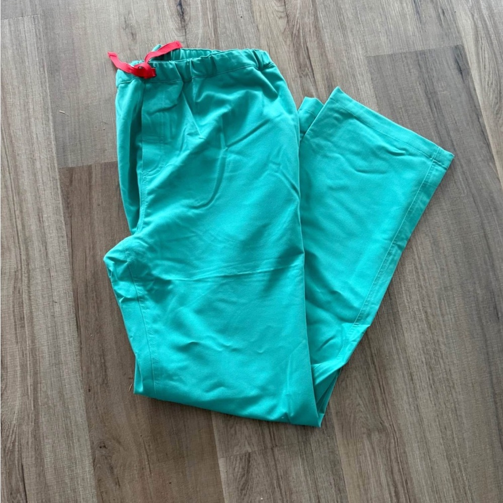 Figs Women's Teal Pants with Red Accent
